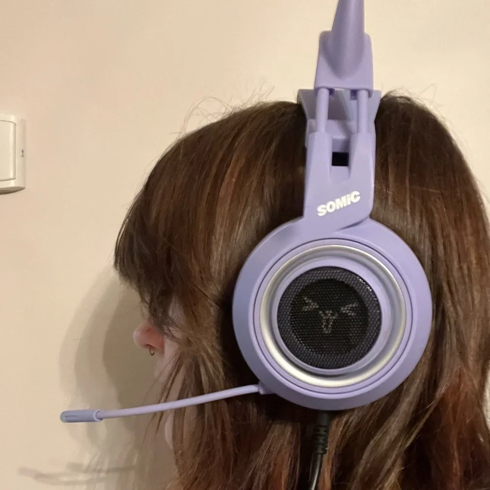 SOMIC purple cat ear headphones